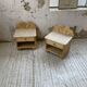 Pair of travertine bedside and rattan palm tree "vivai del sud"