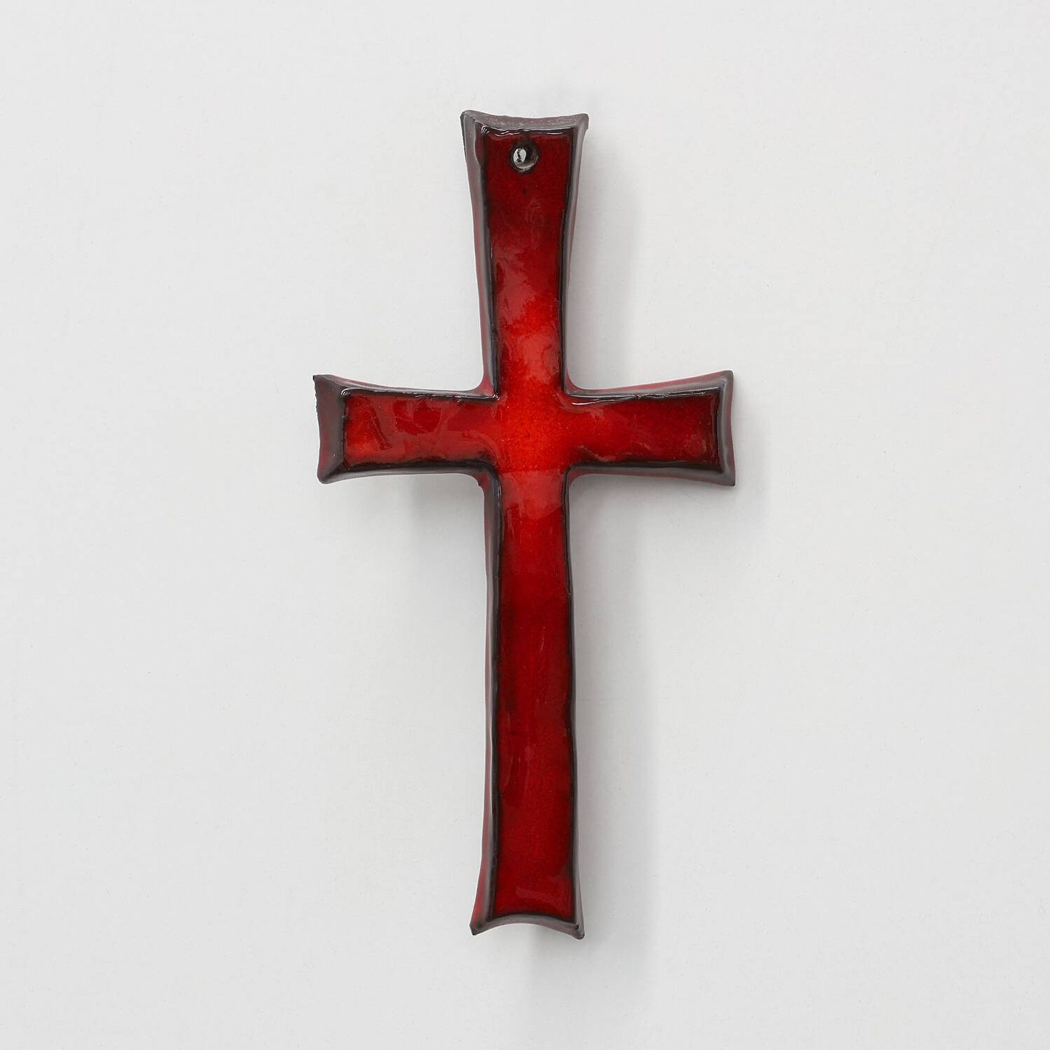 Red glazed ceramic Cross by Vandeweghe for Amphora, Belgium, ca. 1960