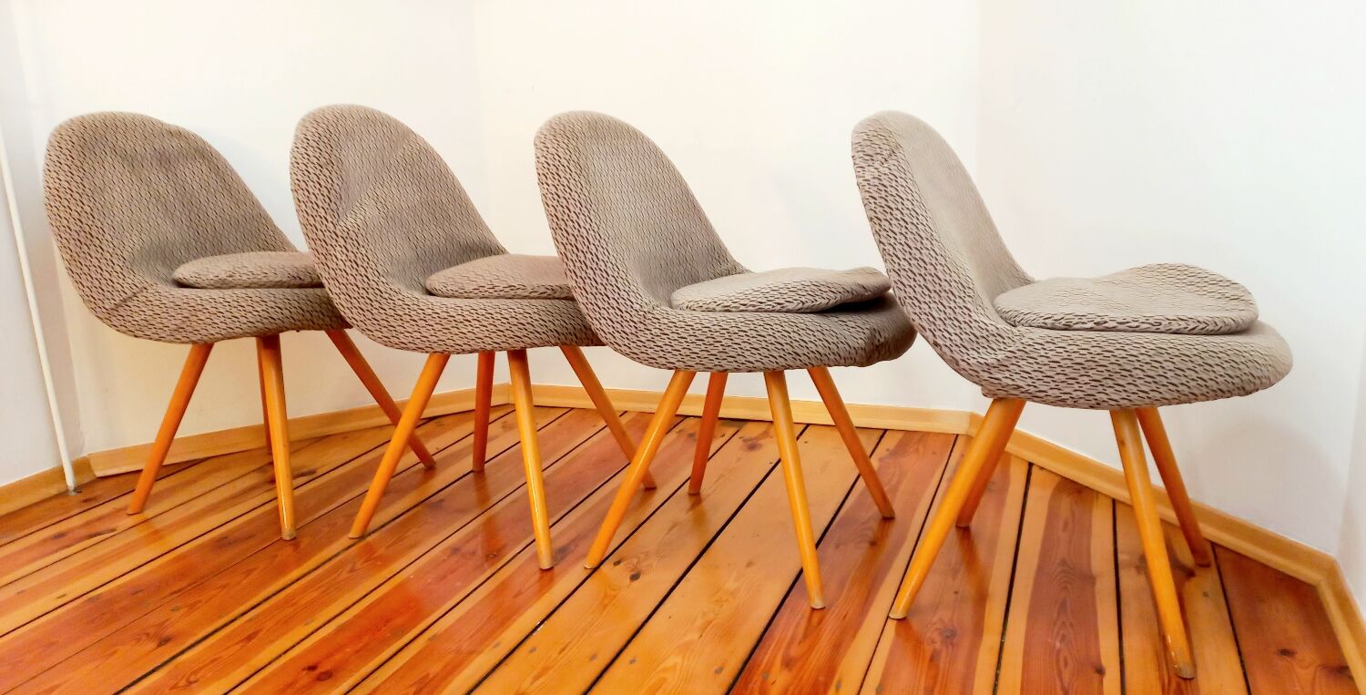Set of 4 chairs by Miroslav Navratil, Czechoslovakia, 1960s