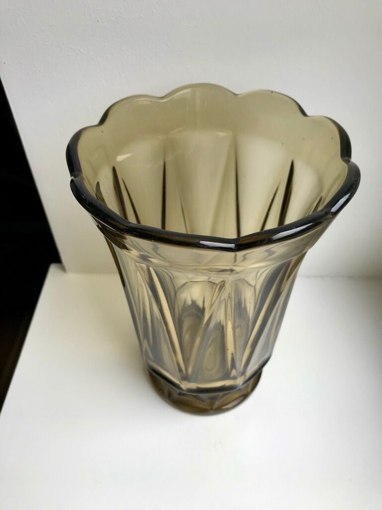 Smoked glass vase 70s