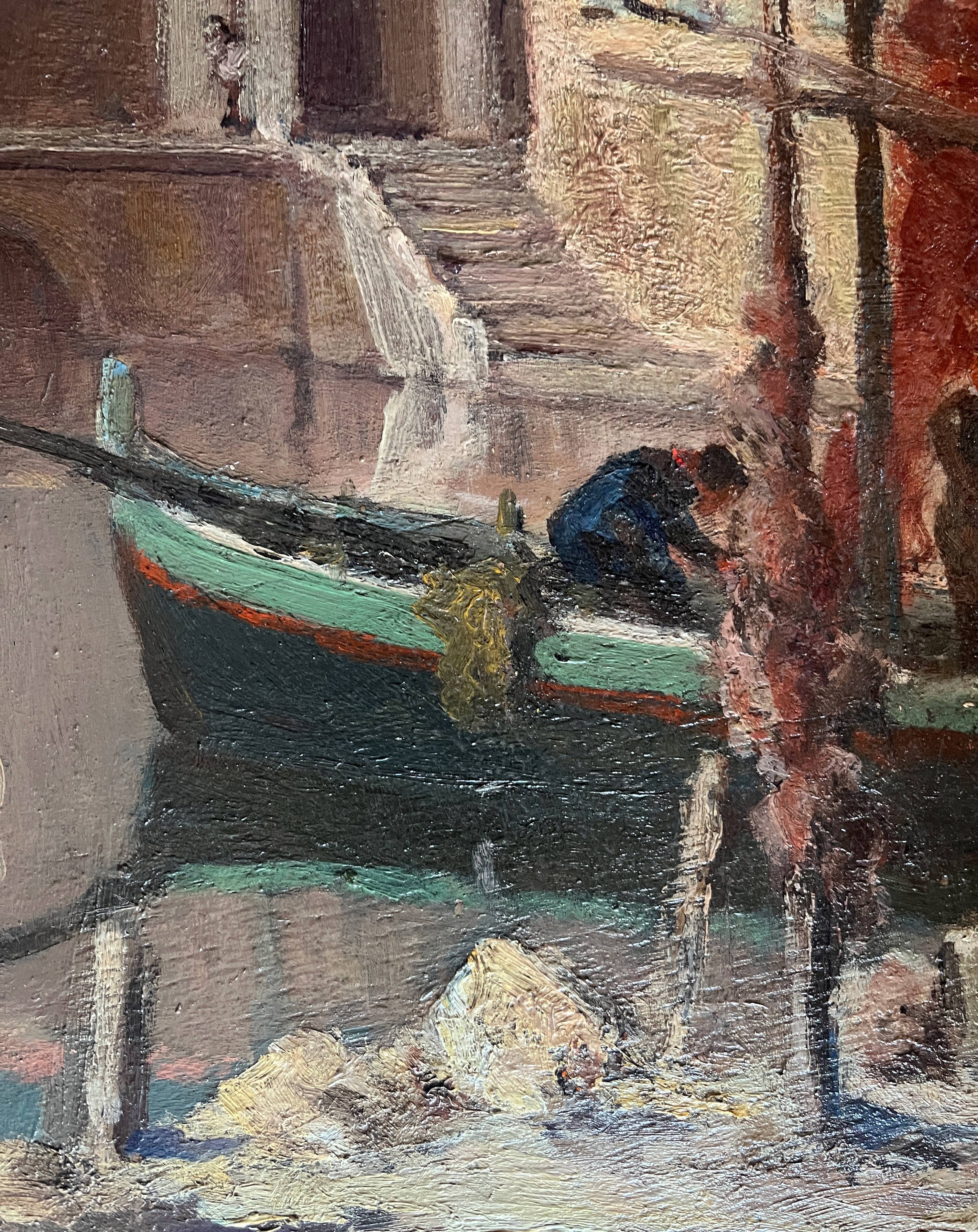 Painting hsp pierre mandonnet (1891-1970) "the mirror with birds - martigues