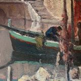 Painting hsp pierre mandonnet (1891-1970) "the mirror with birds - martigues