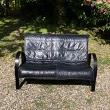 Scandinavian black leather sofa by Tord Björklund for Ikea