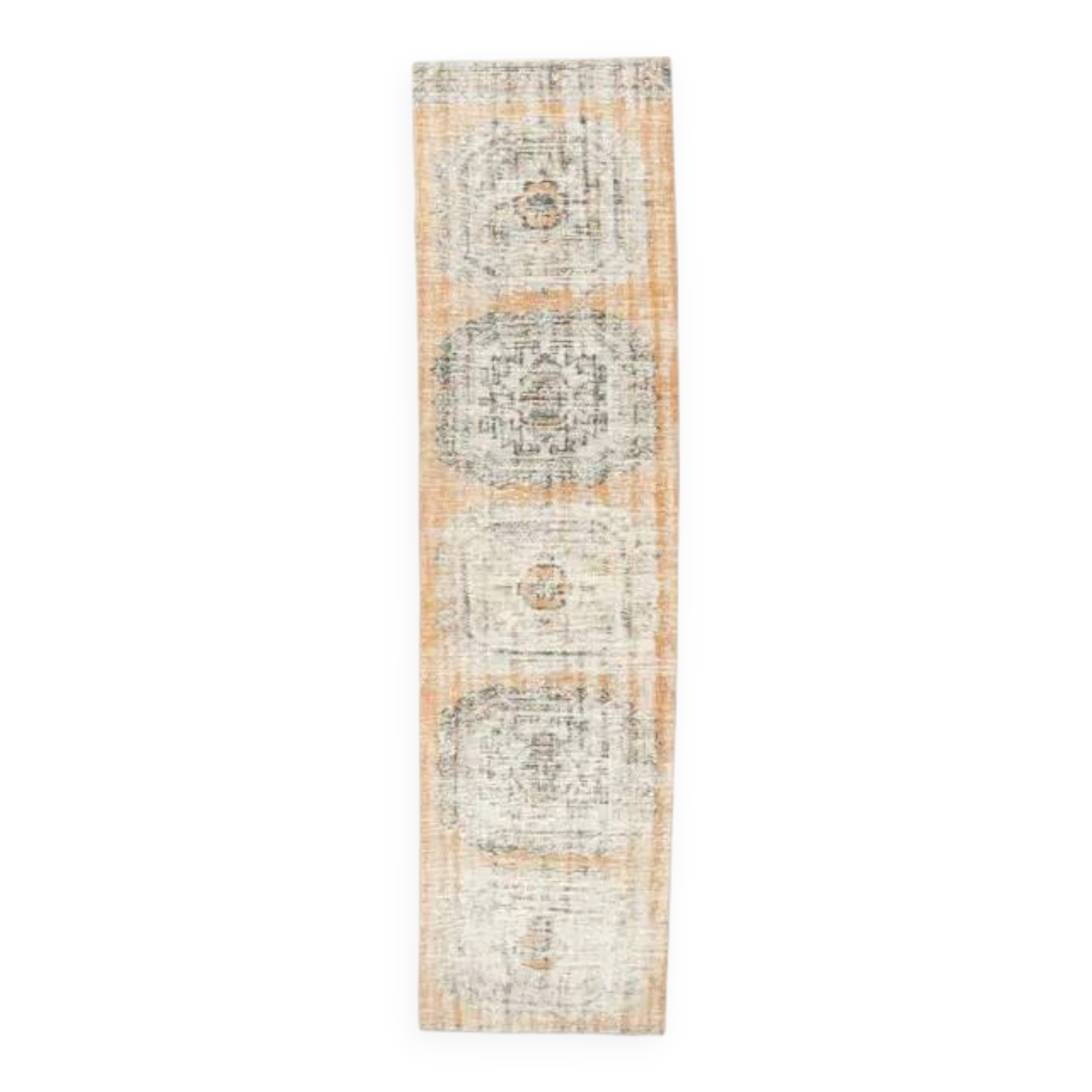 1960s 1 Turkish Hand-Knotted Geometric Runner Rug 87x334