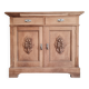 Buffet ancien en bois brut et 2 portes médaillons sculptées