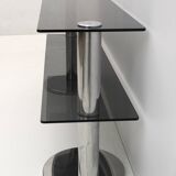 Mid-century Modern Italian Chromed Steel and Smoked Glass Console, 1970s