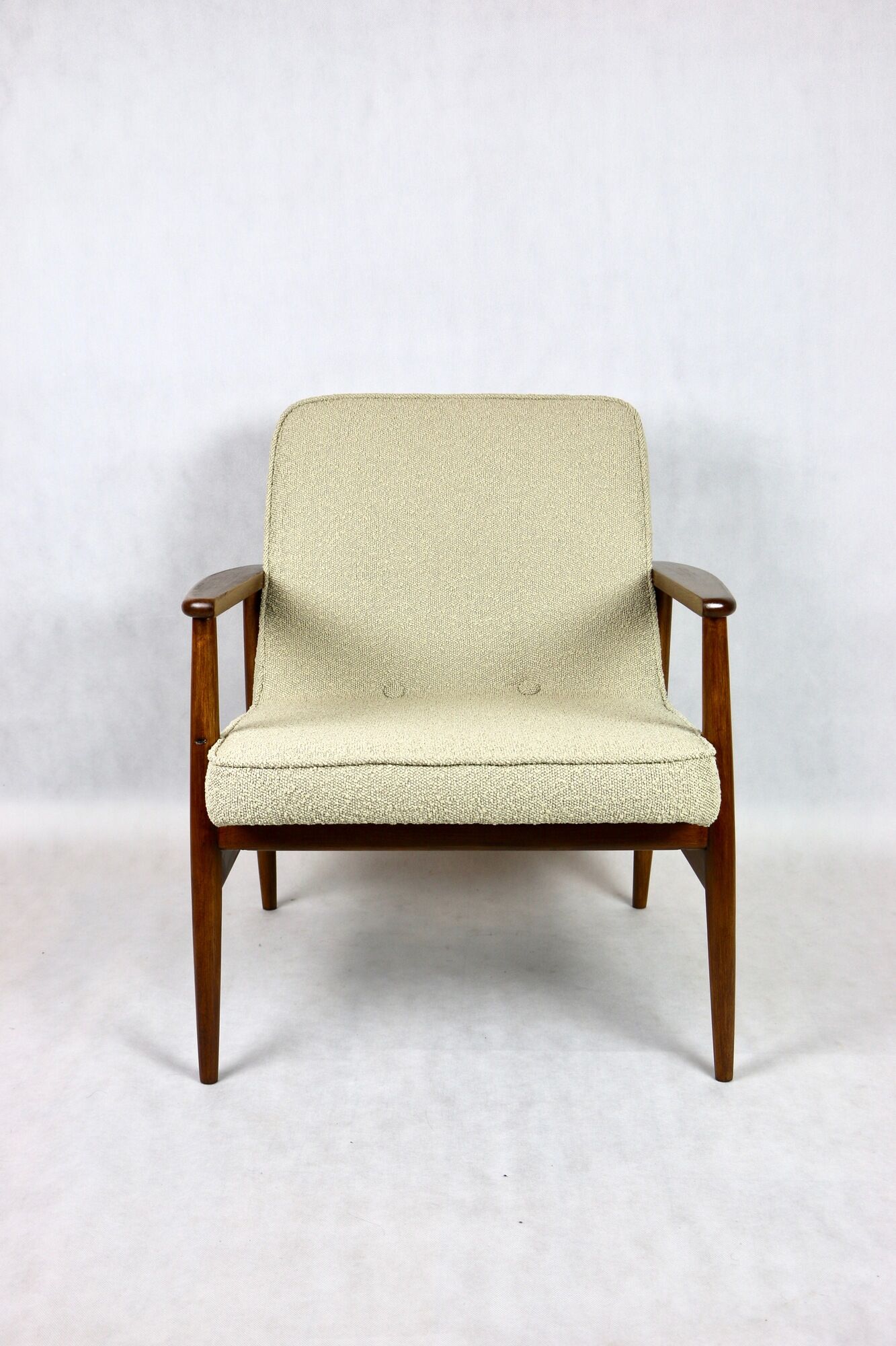 Beige boucle GFM63 lounge chair by J. Kedziorek, 1970s
