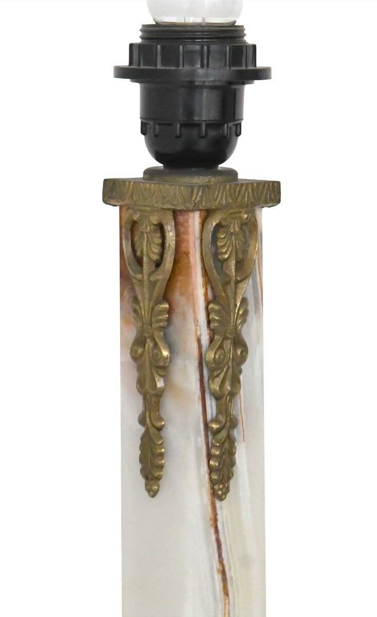 Onyx, bronze and gilded brass floor lamp