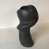Free-form vase in black ceramic by Louis Giraud in Vallauris, circa 1960.