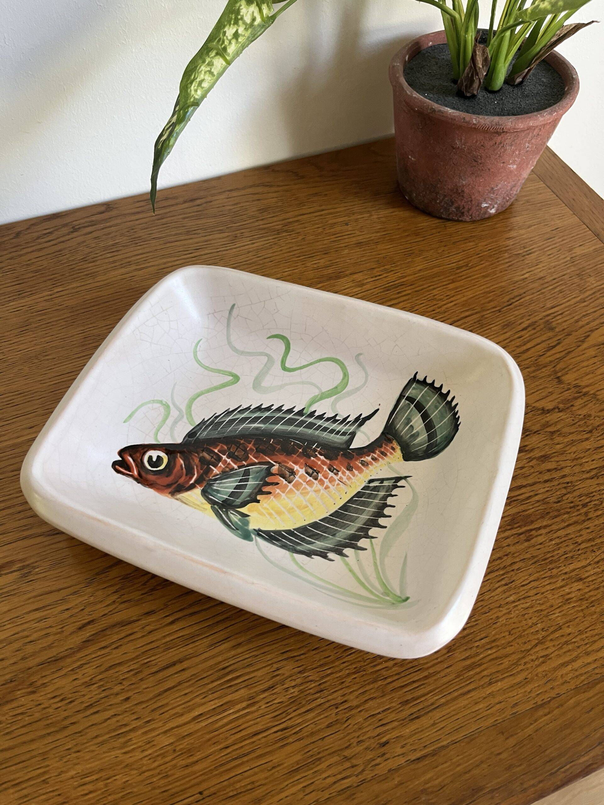 Vallauris MidCentury ceramic fish dish