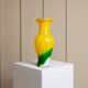 Vintage Murano Glass Fenton Vase in Multicolor Yellow, White & Green, Flashed Glass – Italy 1970s
