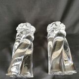Paire de bougeoirs en cristal de Baccarat France , modèle 1952 , XXème