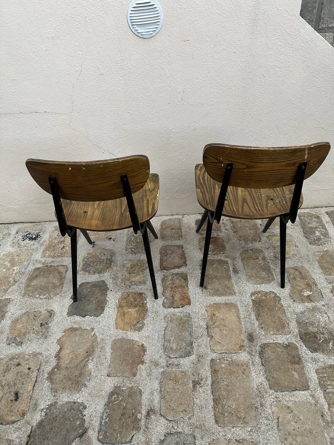 2 chaises style industriel en bois et métal