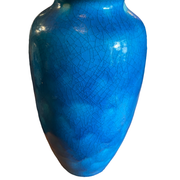 Raoul lachenal ceramic vase with egyptian blue cracked glaze with french baluster