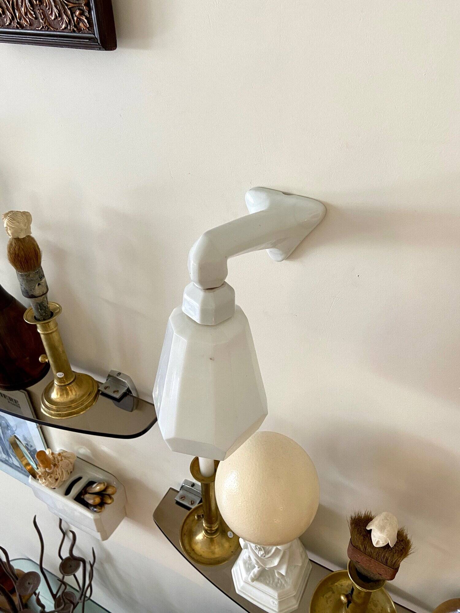 Wall lamp in earthenware and white opaline