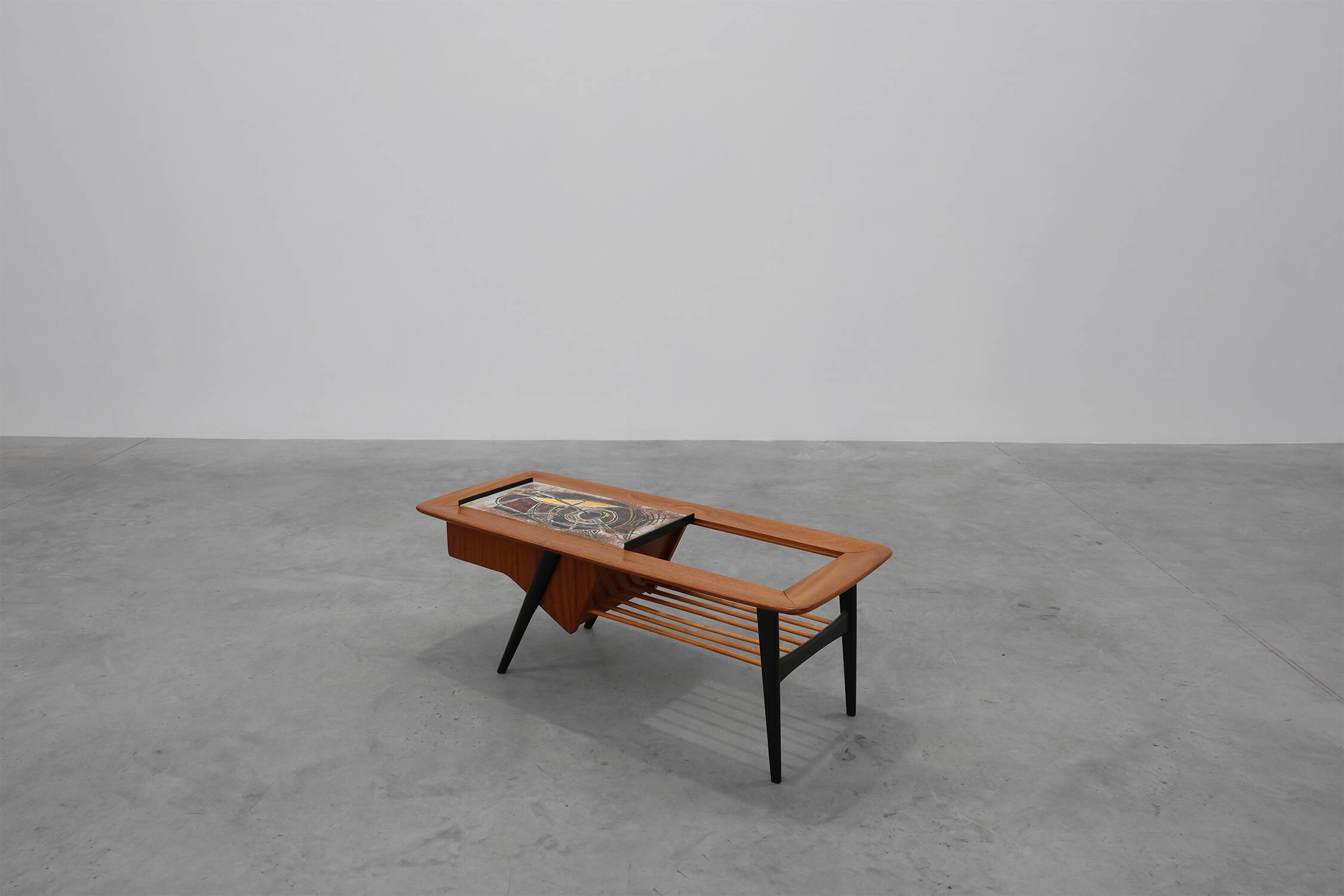 2 Coffee Tables '210', teak wood and ceramic,by Alfred Hendrickx, Belform