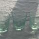 3 verres en verre soufflé et bulle vert de la verrerie de biot signés et collector