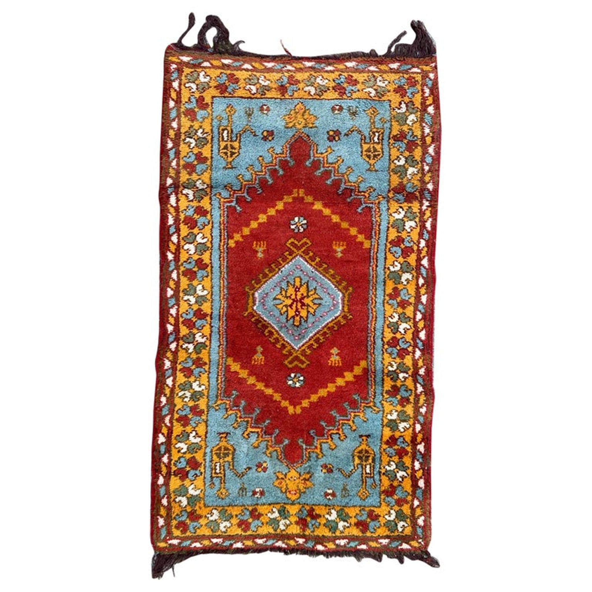 Tapis Ushak turc du milieu du siècle 144x82cm
