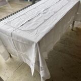 Nappe fil brodée main Art déco et 12 serviettes