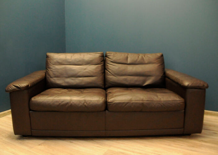 Double Danish leather sofa