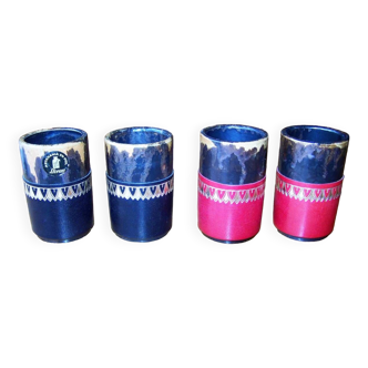 4 painted earthenware cups