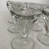 Set of 9 old glasses thick conical bottom