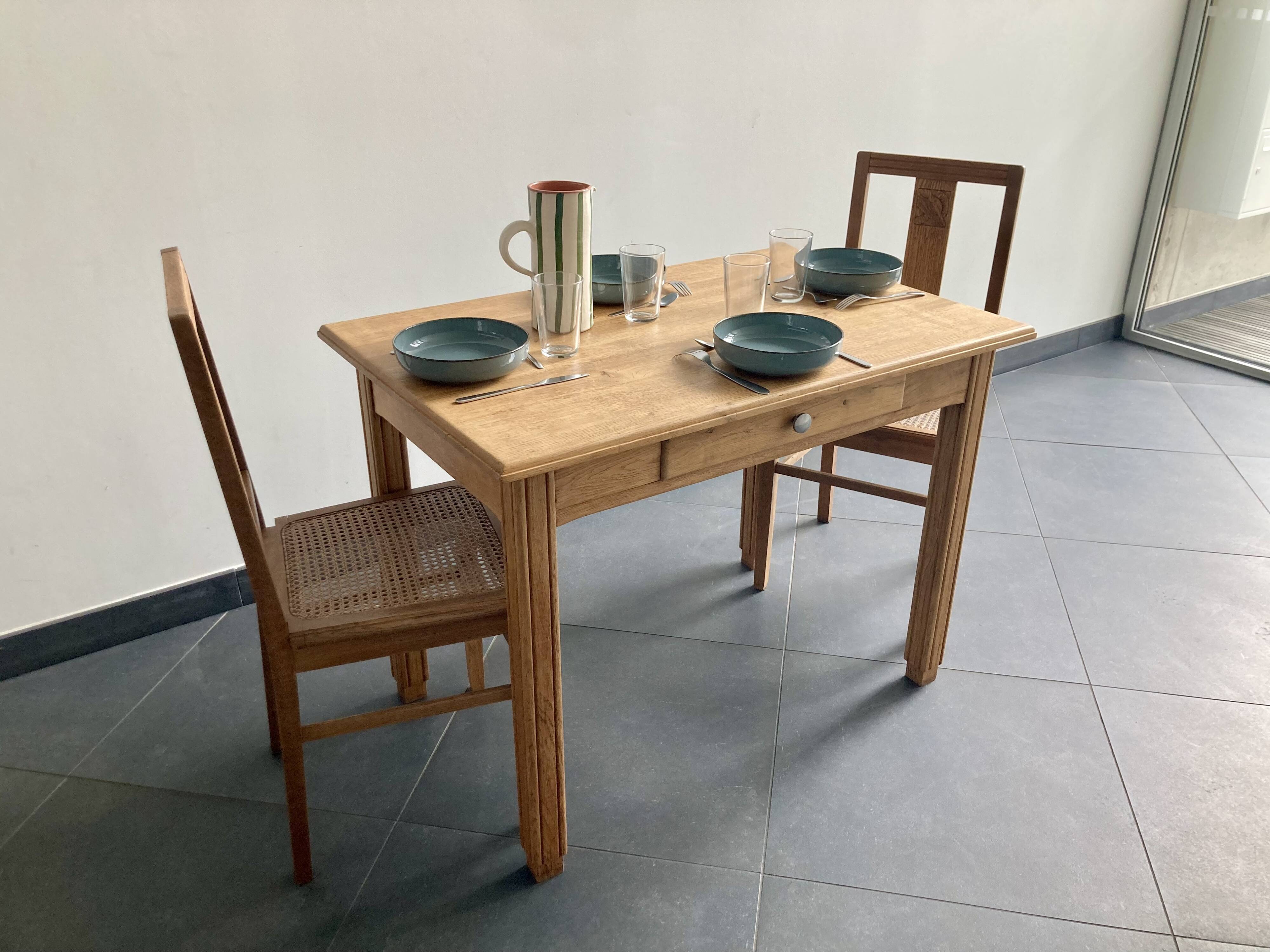 Vintage solid beech table – renovated – 1960s