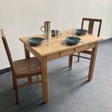 Table vintage en hêtre massif – rénovée – années 60