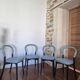 Set of 4 Göteborg chairs by Erik Gunnar Asplund for Cassina, blue leather.