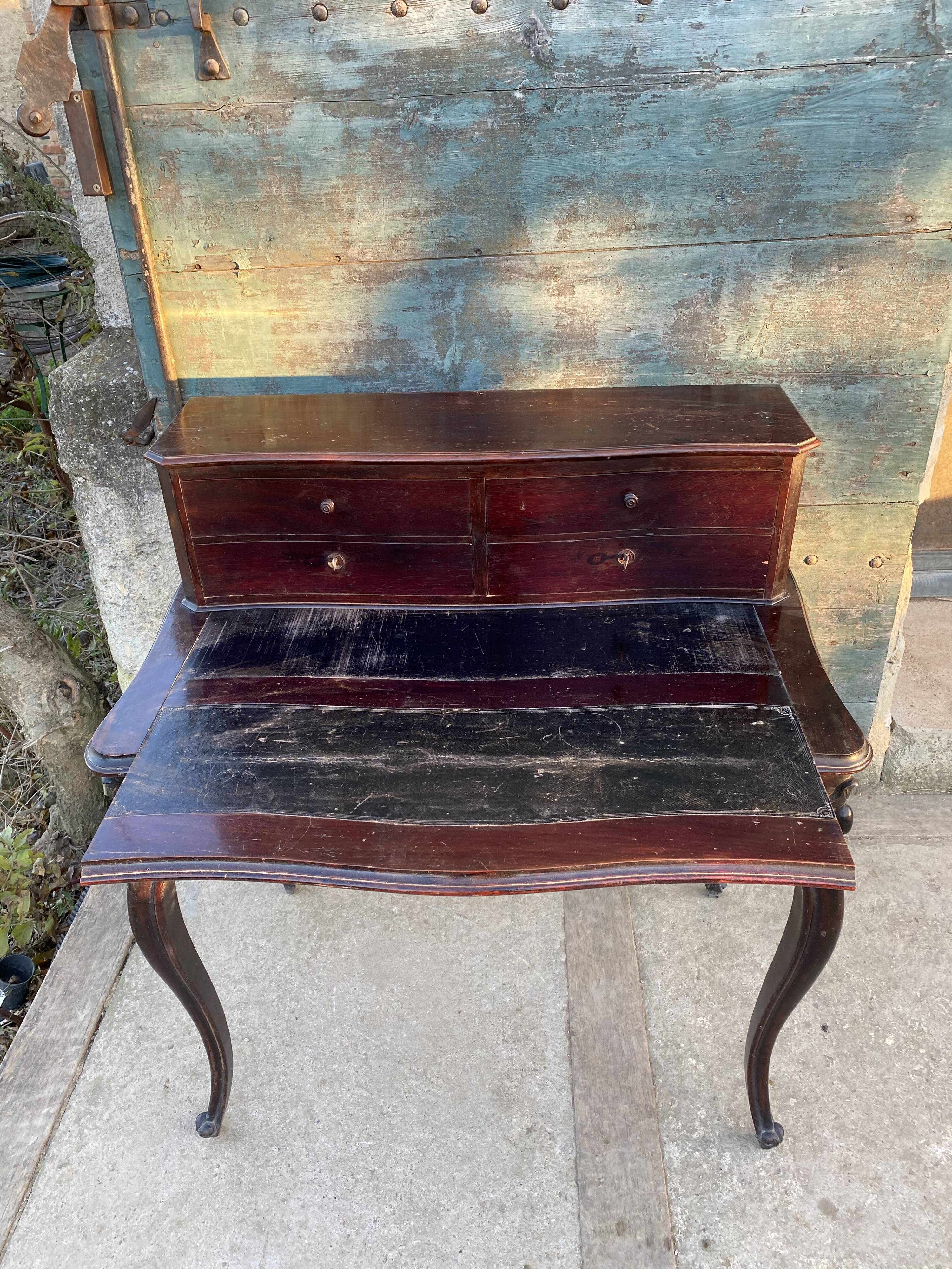 Bureau bonheur du jour Louis XV acajou 19eme