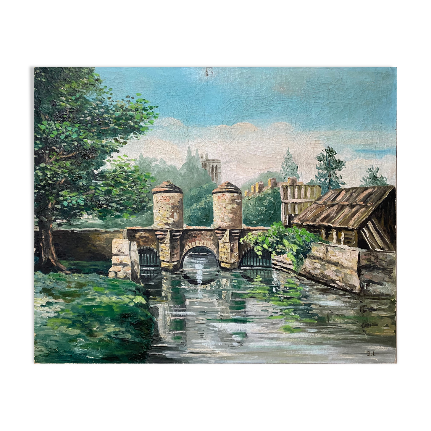 Painting "Old Paris" Lavoir Notre Dame HST