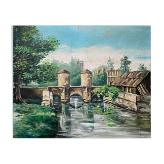 Painting "Old Paris" Lavoir Notre Dame HST