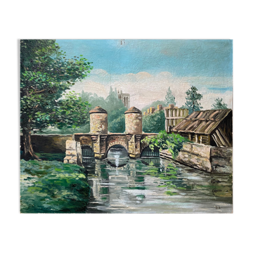 Painting "Old Paris" Lavoir Notre Dame HST