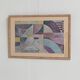Pair of large Richard Hall geometric abstract mixed media lithographs with gold