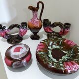 Old empty Vintage ceramic pocket pink tones, green white reflections