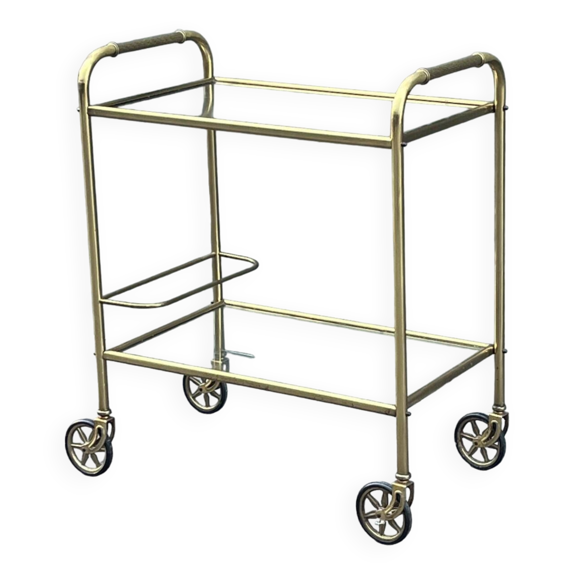 Minimalist solid brass server from the 60s