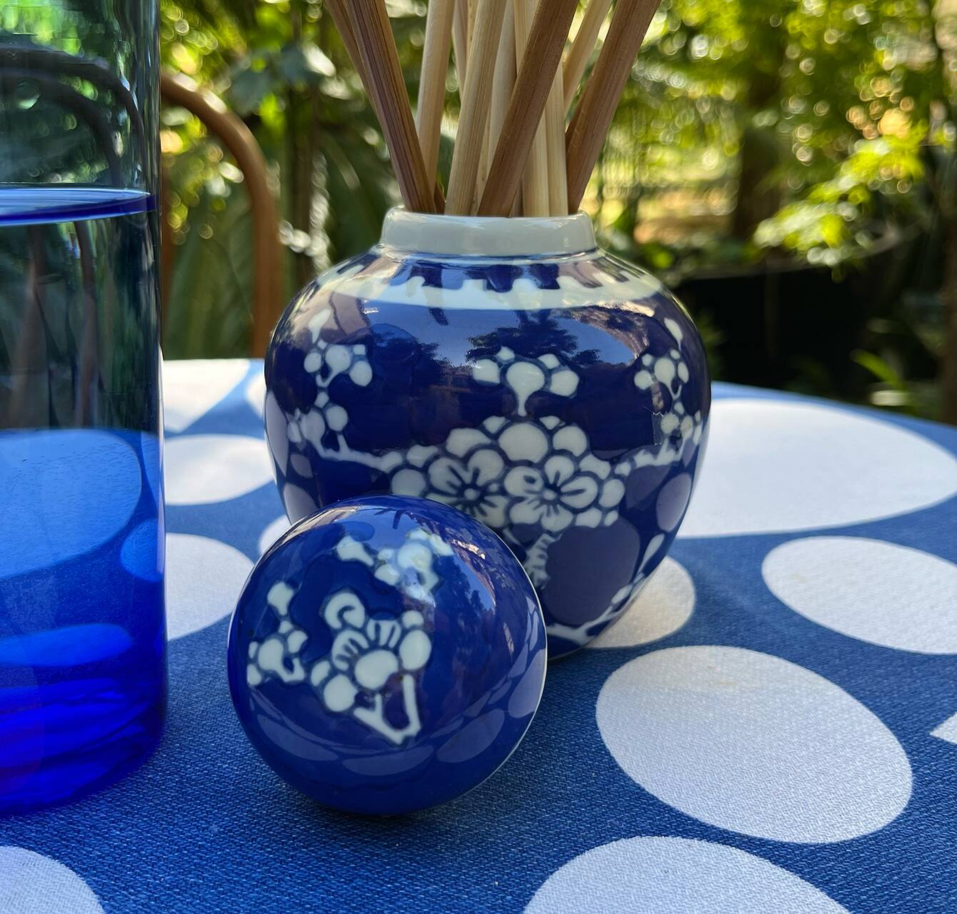 Vintage ginger jar in porcelain