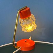 Lampe de bureau orange avec abat-jour en cristal transparent