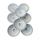 8 assiettes creuses en faïence F J avec frise et bouquet central