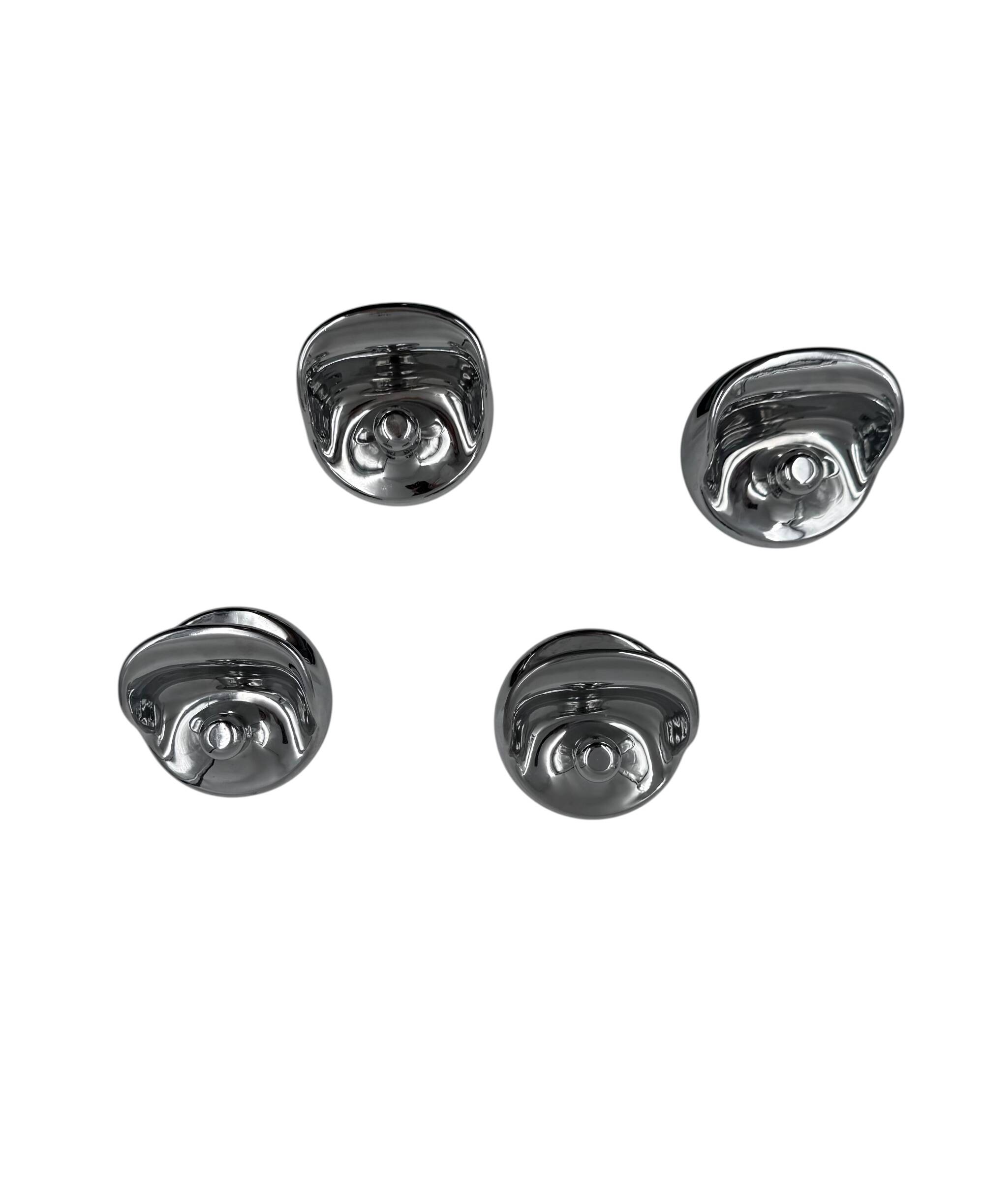 Space age set of 4 chrome plastic coat hangers, Olaf Von Bohr, Kartell Ital
