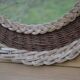 Round woven rattan mirror with rope from the 1970s.