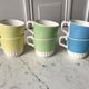 set of 6 colorful coffee cups pop Digoin Sarreguemines 60s