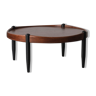 Round coffee table in teak with black legs, Denmark, 1960