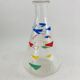 Vintage glass carafe 1960 Atomic boomerang decor blue red yellow