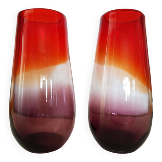 Multicolored glass vases