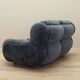 Navy blue velour sofa, Italian design, 1970s, production: Italy