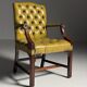 Green leather tufted office chair