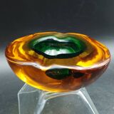 Rare "Multi-Color" Murano Glass Ashtray with Seguso Shell Elements