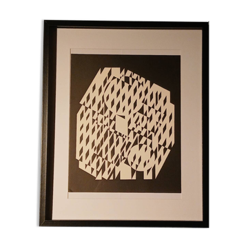 Tableau vintage Art Optique Victor Vasarely