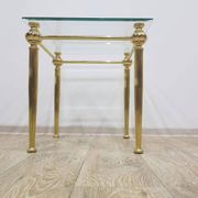 Side table, gold-tone brass, clear glass, France, 1960s.
